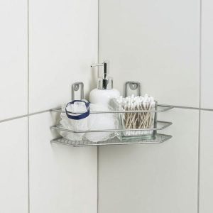 Полка угловая с сетчатым дном, 1 ярус, 19x18x6,5 см, цвет хром