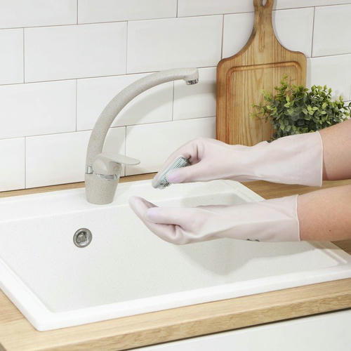 Перчатки хозяйственные Raccoon с щётками, ПВХ, 90 гр, размер L, цвет белый — изображение 2