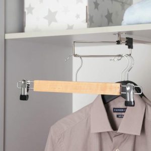 Вешалка для брюк и юбок с зажимами SAVANNA, сорт А, 34x1,2x12,5 см, светлое дерево, лотос