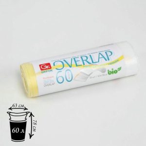 Мешки для мусора с завязками Bio Overlap, 60 л, 63x78 см, 11 мкм, ПНД, 10 шт, цвет жёлтый