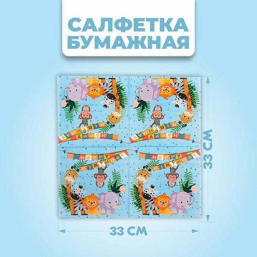 Салфетки бумажные «С днём рождения», 33х33 см, набор 20 шт — изображение 2