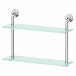 Полка двухъярусная, ширина 50 см, матовое стекло, хром