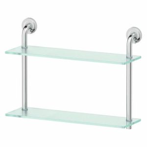 Полка двухъярусная, ширина 50 см, матовое стекло, хром