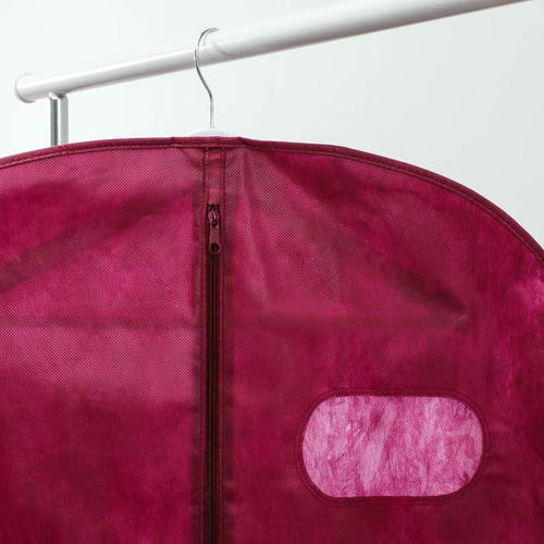 Чехол для одежды с окном 60x140 см, спанбонд, цвет бордо — изображение 2