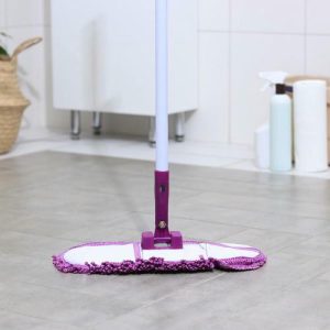 Швабра для мытья пола плоская Доляна, насадка микрофибра 40x15 см, металлическая ручка 125 см, цвет сиреневый