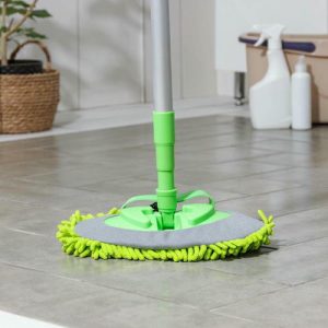Швабра для мытья пола плоская 3 в 1 насадка микрофибра 18x26 см, телескопическая окрашенная ручка 72-118 см