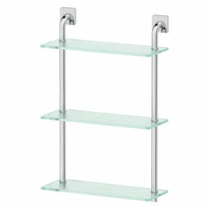 Полка трёхъярусная, ширина 40 см, матовое стекло, хром