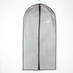 Чехол для одежды с ПВХ окном Доляна «Вилли», 60x120 см, цвет бело-коричневый