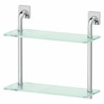 Полка двухъярусная, ширина 40 см, матовое стекло, хром