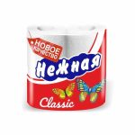 Туалетная бумага Нежная, с втулкой, 2 слоя, 4 рулона