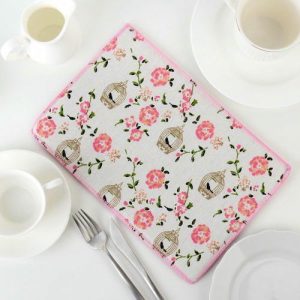 Коврик для сушки посуды Доляна «Птичка в клетке», 20x30 см, лён