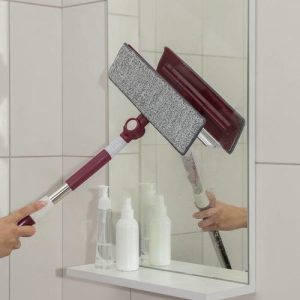 Окномойка с насадкой из микрофибры Доляна, фиксатор, стальная телескопическая ручка, 27x8x86(126) см, цвет МИКС