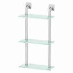 Полка трёхъярусная, ширина 30 см, матовое стекло, хром