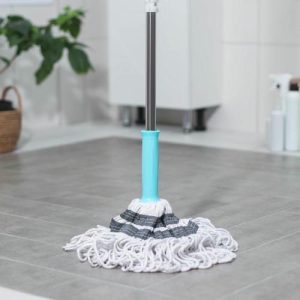 Швабра для мытья пола с отжимом Доляна, насадка из х/б, стальная ручка 130 см, цвет МИКС