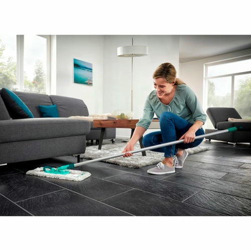 Швабра хозяйственная для пола HAUSREIN Wet, серебряная рифлёная ручка — изображение 2