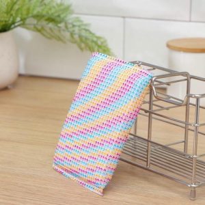 Губка для мытья посуды с пластиковым скрабером Доляна «Радуга», 13x9x1,5 см