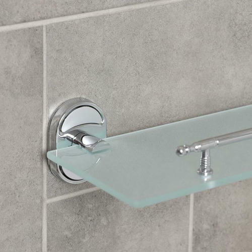 Полка одинарная, с ограничителем Accoona 52x12x7 см, стекло — изображение 2