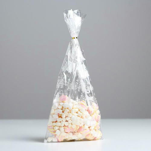 Пакет подарочный пластиковый «Елки», 19 х 39 см