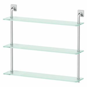 Полка трёхъярусная, ширина 70 см, матовое стекло, хром