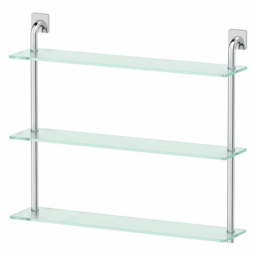 Полка трёхъярусная, ширина 70 см, матовое стекло, хром