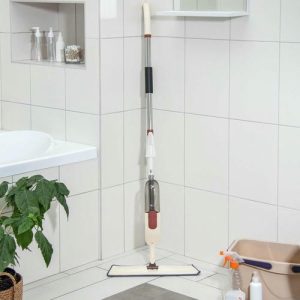 Швабра для мытья пола с распылителем, насадка из микрофибры 40x12 см, стальная ручка 125 см