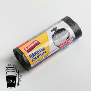Мешки для мусора повышенной прочности, 48x58 см, 30 л, 10 мкм, ПНД, 20 шт, цвет чёрный
