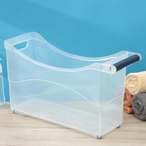 Контейнер для хранения на колёсиках RICCO, 10 л, 46,2x16,2x27,2 см, с ручкой, прозрачный — изображение 2