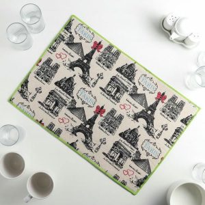 Коврик для сушки посуды Доляна «Франция, я люблю тебя», 34x50 см, лён