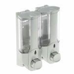 Диспенсер для жидкого мыла, настенный, двойной, 700 мл, Accoona пластик, цвет серый