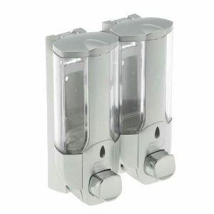 Диспенсер для жидкого мыла, настенный, двойной, 700 мл, Accoona пластик, цвет серый