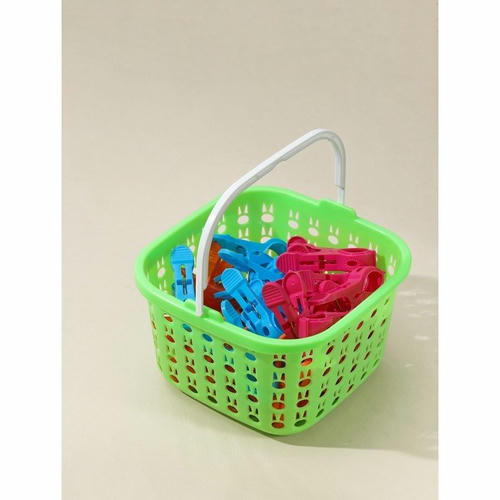 Набор прищепок бельевых в корзинке Доляна, 7,5 см, 36 шт, цвет МИКС — изображение 2