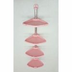 Угловая полка, алюминиевая трубка, 4 полки, цвет розовый
