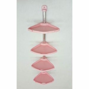 Угловая полка, алюминиевая трубка, 4 полки, цвет розовый