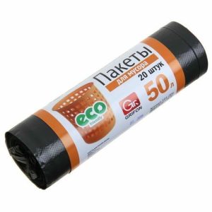 Мешки для мусора 50 л, 10 мкм, ПНД, 20 шт, цвет чёрный