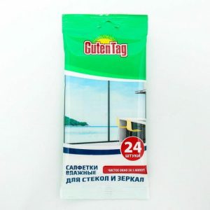 Влажные салфетки Guten Tag, для стекл и зеркал, 24 шт