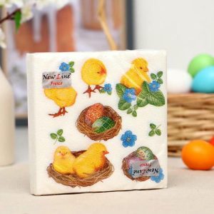 Салфетки бумажные New line «Пасхальные цыплята», 2 слоя, 33*33 см, 20 шт