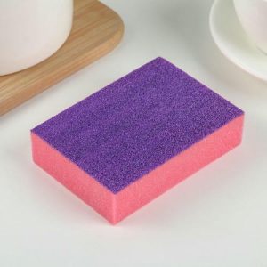 Губка чистящая со скрабером, 10x7x2,5 см, цвет МИКС