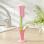 Ёршик для посуды поролоновый «Тюльпан», 24x6 см, на подставке, цвет МИКС