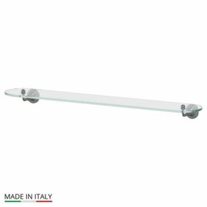 Полка с держателями, ширина 80 см, стекло, античное серебро