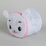 Мешок для стирки белья «Зайка», 15x15 см, трёхслойный, крупная сетка, цвет белый