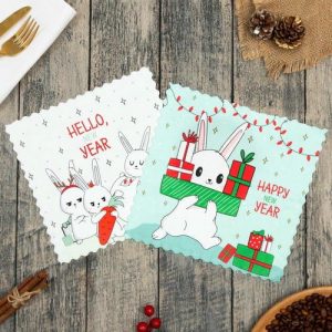 Набор салфеток Доляна Hello new year 20х20 см-2 шт, микрофибра