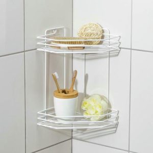 Полка для ванной угловая 2-х ярусная, 20,5x20,5x31,5 см, цвет белый