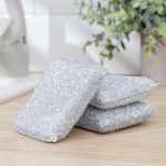 Набор губок для мытья посуды со стальной стружкой, 10x9x1,8 см, 3 шт