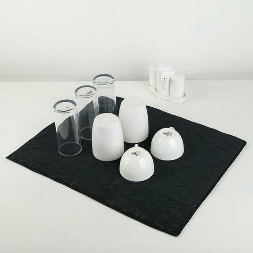 Коврик для сушки посуды Доляна «Папоротник», 38x50 см, микрофибра, цвет чёрный — изображение 2