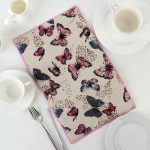 Коврик для сушки посуды Доляна «Сумеречные бабочки», 25x40 см, лён