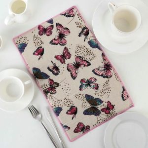 Коврик для сушки посуды Доляна «Сумеречные бабочки», 25x40 см, лён