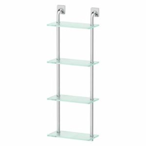 Полка четырёхъярусная, ширина 30 см, матовое стекло, хром