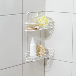 Полка для ванной овальная 2-хярусная, 26,5x9,5x36 см, цвет белый