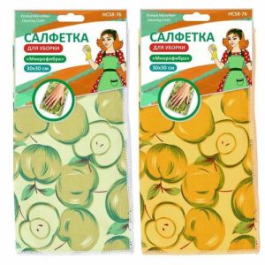 Салфетка для уборки «Яблочки», микрофибра, 30х30 см, МИКС