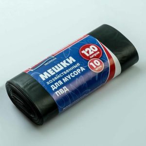 Мешки для мусора хозяйственные «Эконом», 120 л, 29 мкм, ПВД, 10 шт, цвет чёрный